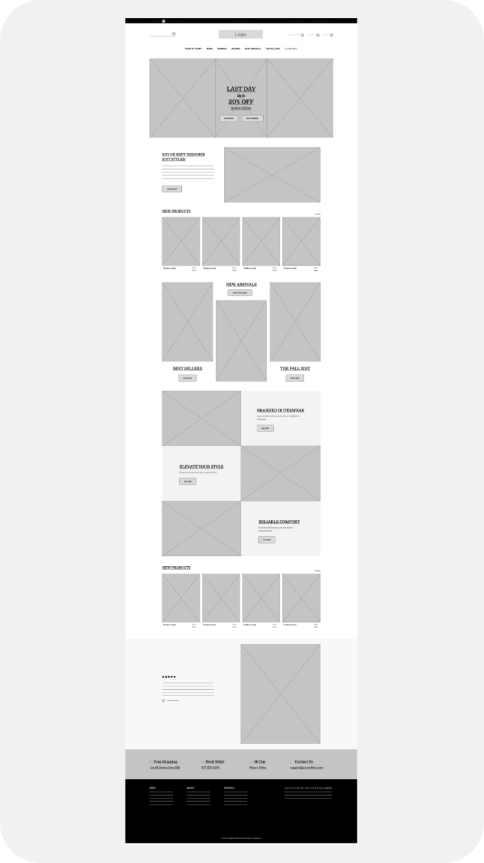 Gustwiller's website redesign low fidelity wireframes 2